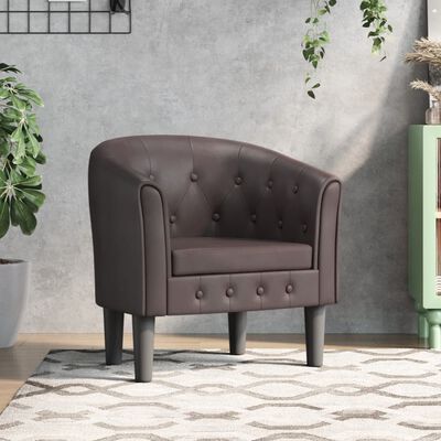 vidaXL Tub Chair Brown Faux Leather