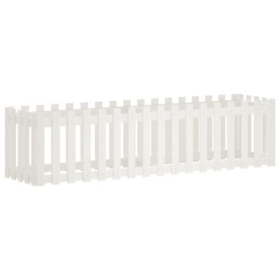 vidaXL Garden Raised Bed with Fence Design White 200x50x50 cm Solid Wood Pine