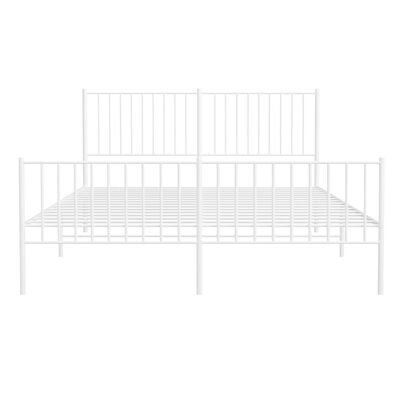 vidaXL Metal Bed Frame with Headboard and Footboard White 150x200 cm King Size