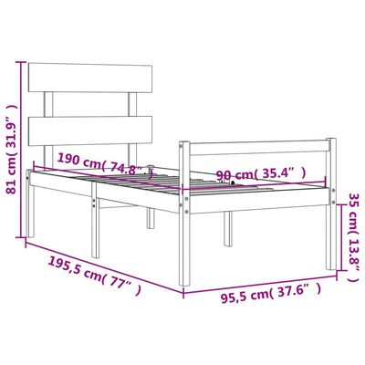 vidaXL Senior Bed without Mattress Single Solid Wood