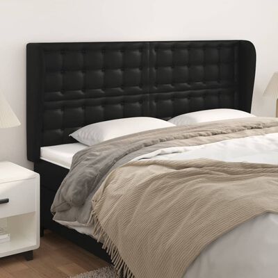 vidaXL Headboard with Ears Black 163 cm Faux Leather