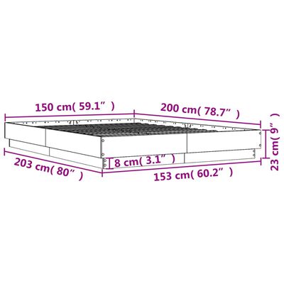 vidaXL Bed Frame with LED without Mattress Sonoma Oak 150x200 cm King Size