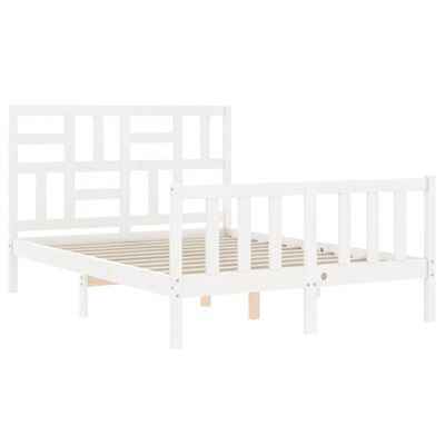 vidaXL Bed Frame without Mattress White Double Solid Wood Pine