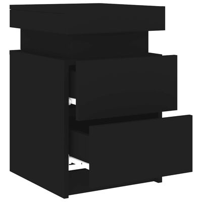 vidaXL Bedside Cabinet with LED Lights Black 35x39x55 cm