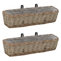 vidaXL Balcony Planter 2 pcs Wicker with PE Lining 60 cm