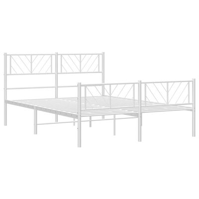 vidaXL Metal Bed Frame without Mattress with Footboard White 135x190 cm Double