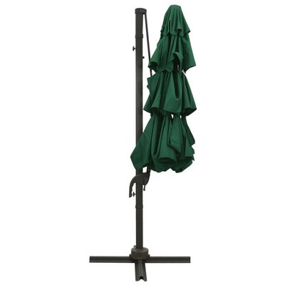 vidaXL 4-Tier Garden Parasol with Aluminium Pole Green 3x3 m