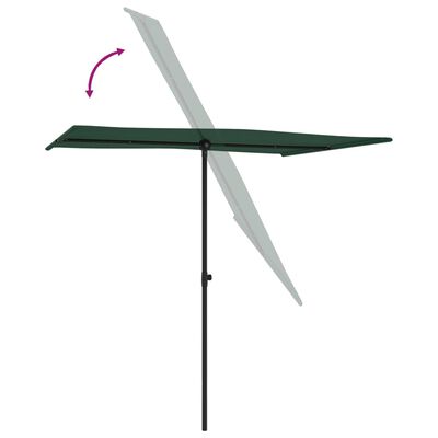 vidaXL Garden Parasol with Aluminium Pole 2x1.5 m Green