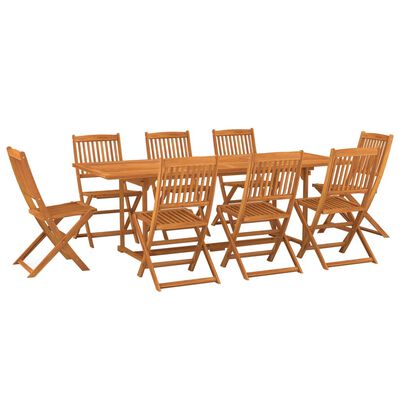 vidaXL 9 Piece Garden Dining Set 220x90x75 cm Solid Wood Acacia