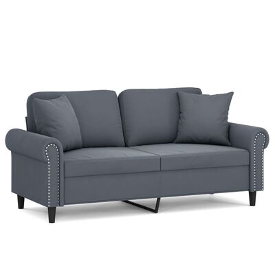 vidaXL 2-Seater Sofa with Throw Pillows Dark Grey 140 cm Velvet