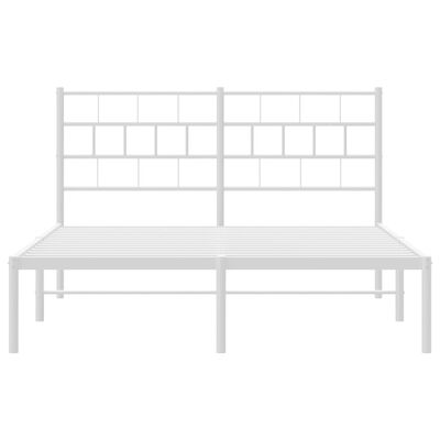 vidaXL Metal Bed Frame without Mattress with Headboard White 150x200 cm King Size