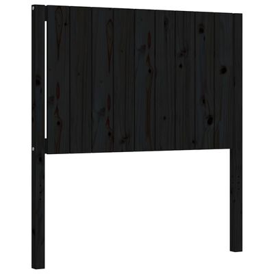 vidaXL Bed Frame with Headboard Black Single Solid Wood