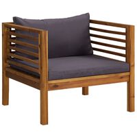 vidaXL Garden Chair with Dark Grey Cushions Solid Acacia Wood