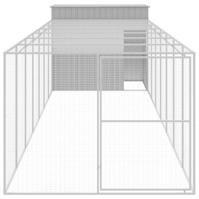 vidaXL Dog House with Run Light Grey 214x865x181 cm Galvanised Steel