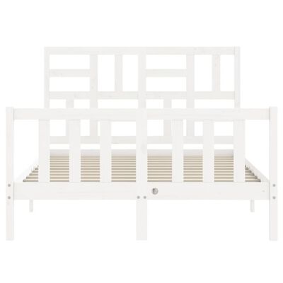 vidaXL Bed Frame without Mattress White Double Solid Wood Pine