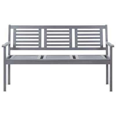 vidaXL 3-Seater Garden Bench with Cushion 150 cm Grey Eucalyptus Wood