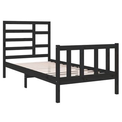 vidaXL Bed Frame without Mattress Black Solid Wood 90x190 cm Single