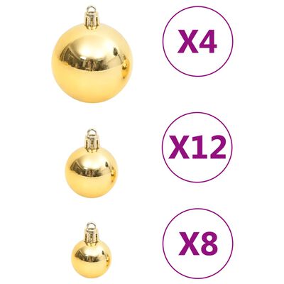 vidaXL 111 Piece Christmas Bauble Set Gold Polystyrene