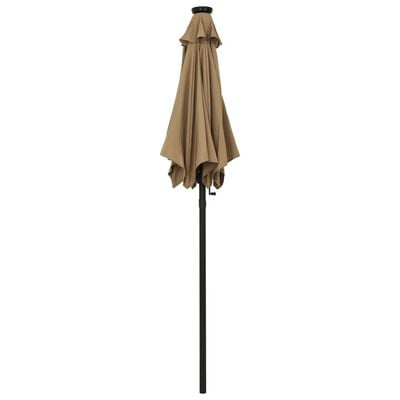 vidaXL Garden Parasol with LED Lights Taupe 200x211 cm Aluminium