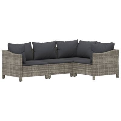 vidaXL 9 Piece Garden Lounge Set with Cushions Grey Poly Rattan