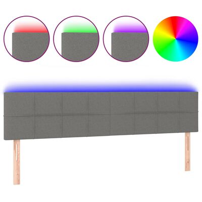 vidaXL LED Headboard Dark Grey 200 cm Fabric