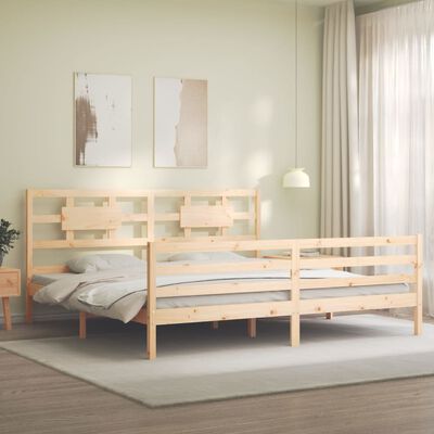 vidaXL Bed Frame with Headboard Super King Size Solid Wood