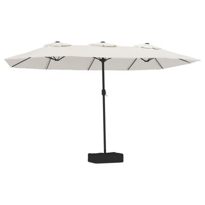 vidaXL Double-Head Garden Parasol with LEDs Sand White 449x245 cm