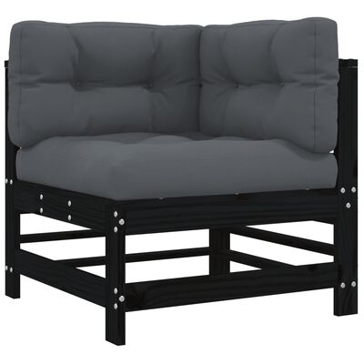 vidaXL 8 Piece Garden Lounge Set with Cushions Black Solid Wood