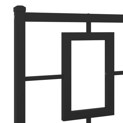 vidaXL Metal Bed Frame without Mattress with Headboard Black 135x190cm