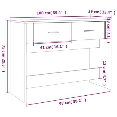 vidaXL Console Table Sonoma Oak 100x39x75 cm Engineered Wood