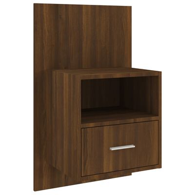 vidaXL Wall-mounted Bedside Cabinet Brown Oak