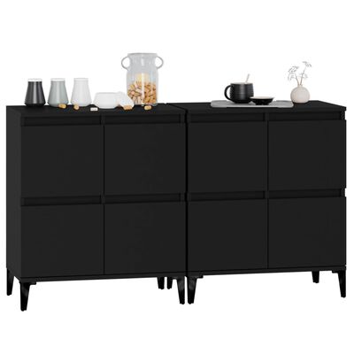 vidaXL Sideboards 2 pcs Black 60x35x70 cm Engineered Wood