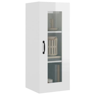 vidaXL Hanging Wall Cabinet High Gloss White 34.5x34x90 cm