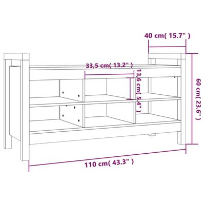 vidaXL Hall Bench 110x40x60 cm Solid Wood Pine