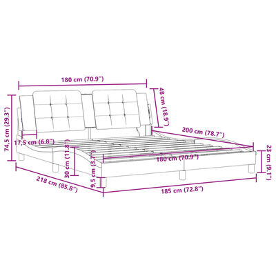 vidaXL Bed Frame with LED without Mattress Black and White 180x200 cm Super King