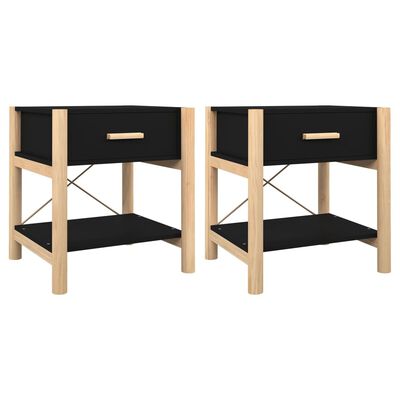 vidaXL Bedside Tables 2pcs Black 42x38x45 cm Engineered Wood