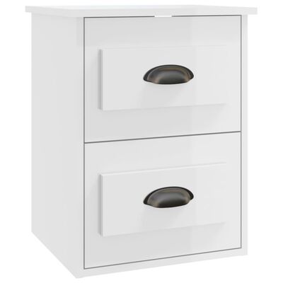 vidaXL Wall-mounted Bedside Cabinets 2 pcs High Gloss White 41.5x36x53cm