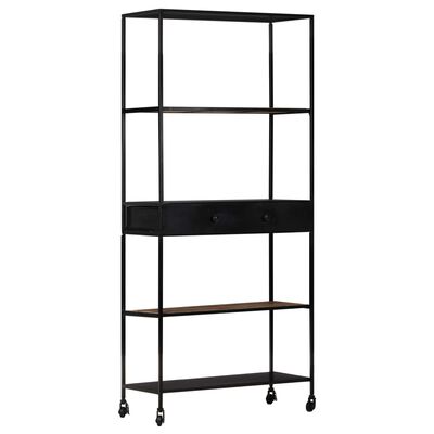 vidaXL Book Cabinet 80x35x180 cm Rough Mango Wood & Iron