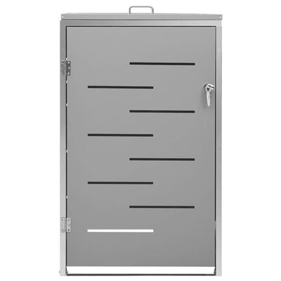 vidaXL Single Wheelie Bin Shed 69x77.5x112.5 cm Stainless Steel