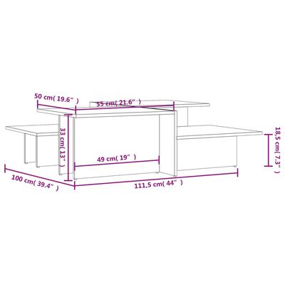 vidaXL Coffee Tables 2 pcs High Gloss Grey Engineered Wood