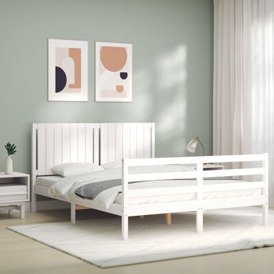 vidaXL Bed Frame without Mattress White King Size Solid Wood