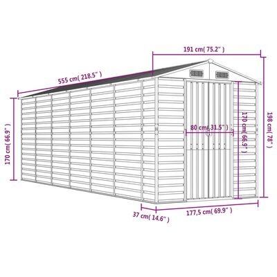 vidaXL Garden Shed Light Grey 191x555x198 cm Galvanised Steel