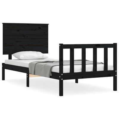 vidaXL Bed Frame without Mattress Black Single Solid Wood Pine