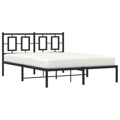 vidaXL Metal Bed Frame without Mattress with Headboard Black 135x190cm