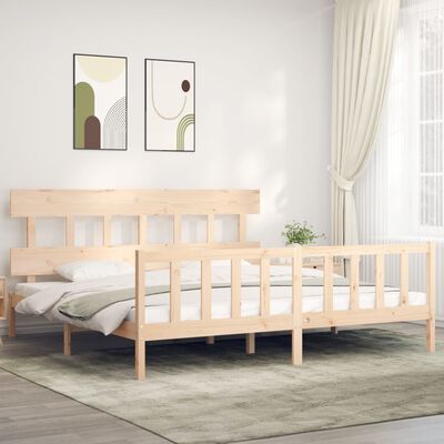 vidaXL Bed Frame without Mattress Super King Size Solid Wood Pine