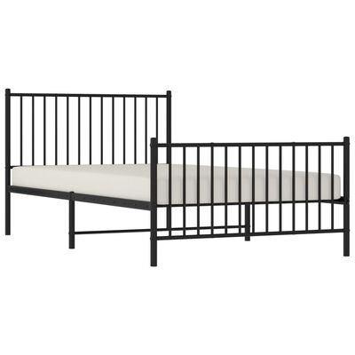 vidaXL Metal Bed Frame without Mattress with Footboard Black 107x203 cm