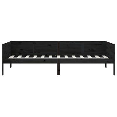 vidaXL Day Bed without Mattress Black Solid Wood Pine 90x190 cm Single