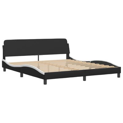 vidaXL Bed Frame with LED without Mattress Black and White 183x203 cm King