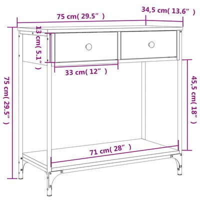 vidaXL Console Table Black 75x34.5x75 cm Engineered Wood