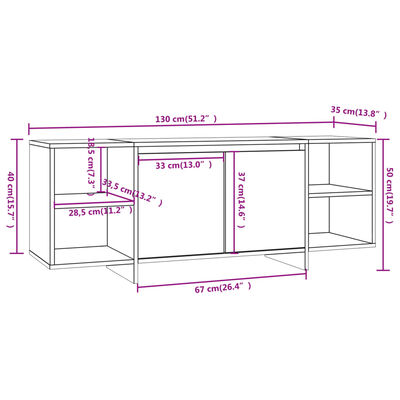 vidaXL TV Cabinet Black 130x35x50 cm Engineered Wood